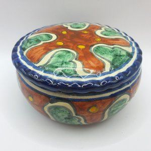 Talavera Trinket Box with Lid Hencho Mexico